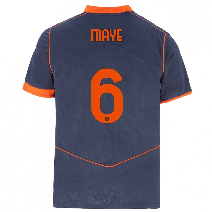 Danxen Bambino Maglia Yvan Maye #6 Grigio Arancione Kit Gara Third 2025/26 Maglietta