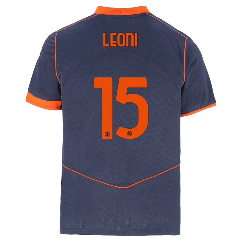 Danxen Bambino Maglia Luca Leoni #15 Grigio Arancione Kit Gara Third 2025/26 Maglietta