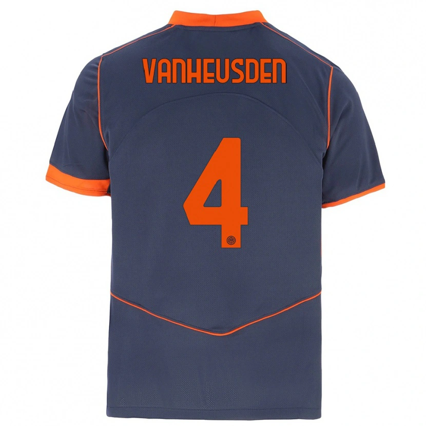 Danxen Bambino Maglia Zinho Vanheusden #4 Grigio Arancione Kit Gara Third 2025/26 Maglietta