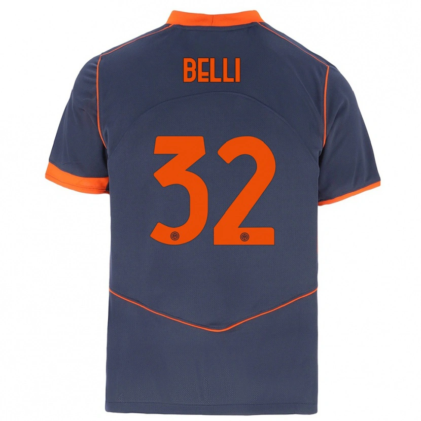 Danxen Bambino Maglia Elena Belli #32 Grigio Arancione Kit Gara Third 2025/26 Maglietta