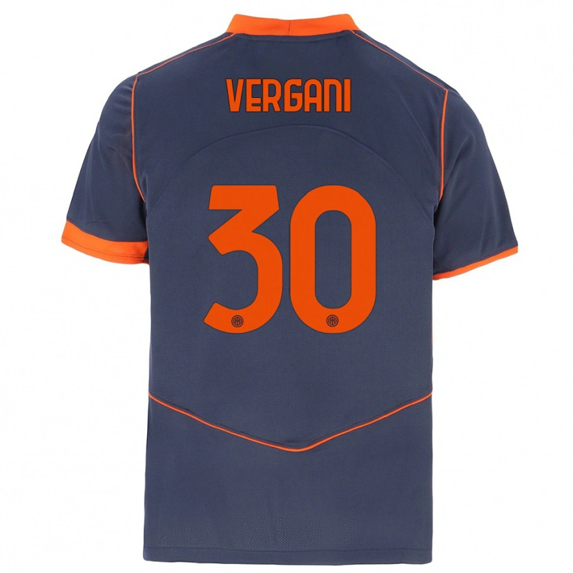 Danxen Bambino Maglia Bianca Vergani #30 Grigio Arancione Kit Gara Third 2025/26 Maglietta
