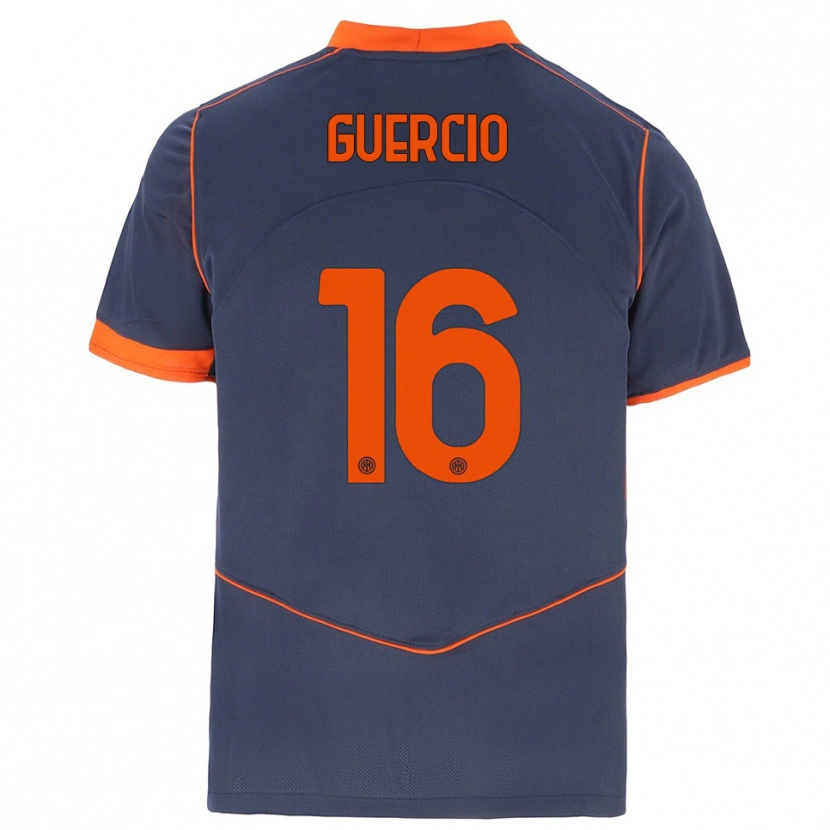 Danxen Bambino Maglia Tommaso Guercio #16 Grigio Arancione Kit Gara Third 2025/26 Maglietta