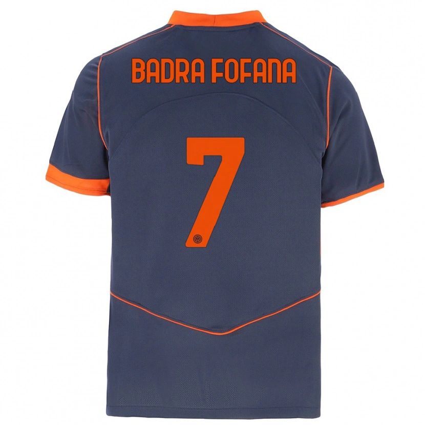 Danxen Bambino Maglia Aliou Badra Fofana #7 Grigio Arancione Kit Gara Third 2025/26 Maglietta