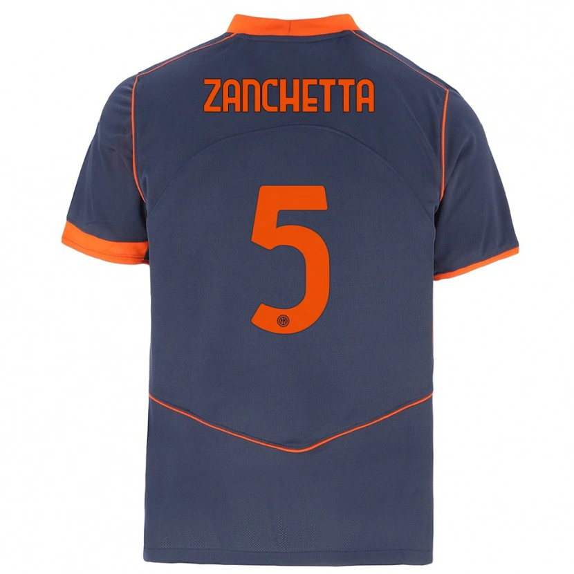 Danxen Bambino Maglia Mattia Zanchetta #5 Grigio Arancione Kit Gara Third 2025/26 Maglietta