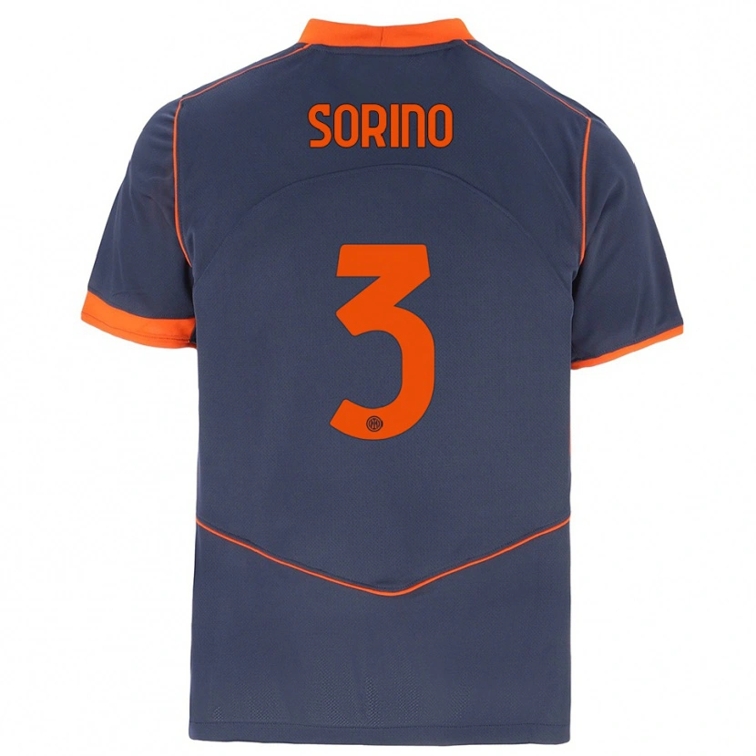Danxen Bambino Maglia Davide Sorino #3 Grigio Arancione Kit Gara Third 2025/26 Maglietta