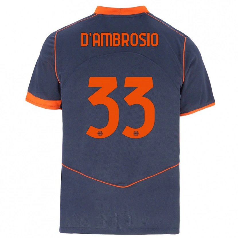 Danxen Bambino Maglia Danilo D'ambrosio #33 Grigio Arancione Kit Gara Third 2025/26 Maglietta