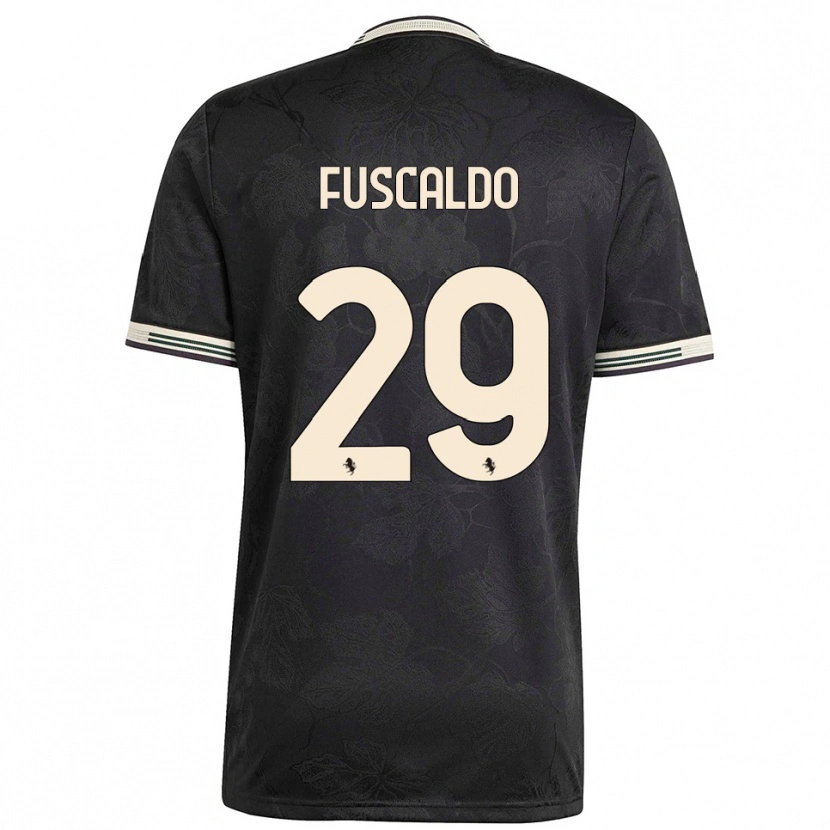 Danxen Bambino Maglia Matteo Fuscaldo #29 Nero Bianco Verde Kit Gara Third 2025/26 Maglietta