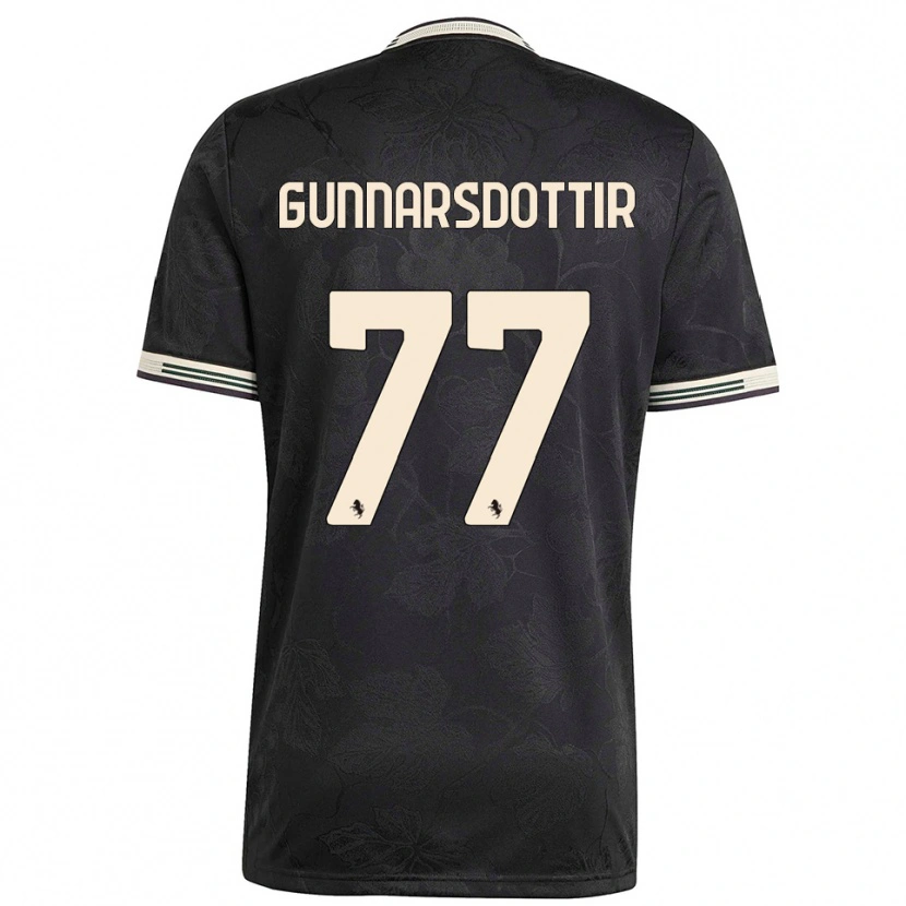 Danxen Bambino Maglia Sara Bjork Gunnarsdottir #77 Nero Bianco Verde Kit Gara Third 2025/26 Maglietta