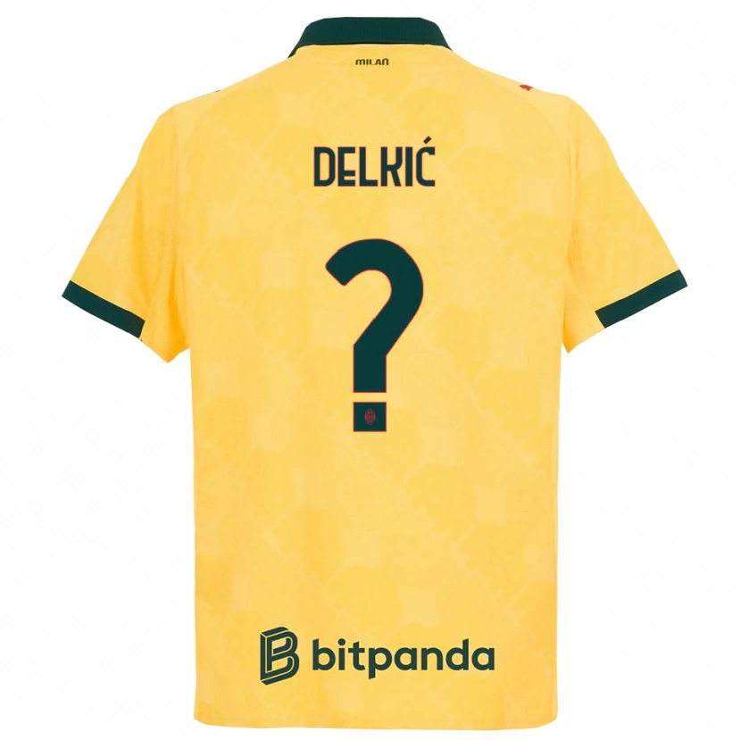 Danxen Bambino Maglia Dino Delkić #0 Giallo Nero Kit Gara Third 2025/26 Maglietta