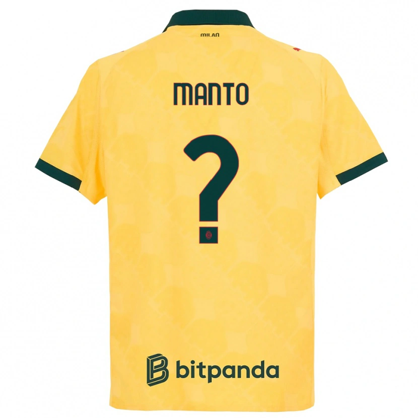 Danxen Bambino Maglia Gaetano Manto #0 Giallo Nero Kit Gara Third 2025/26 Maglietta