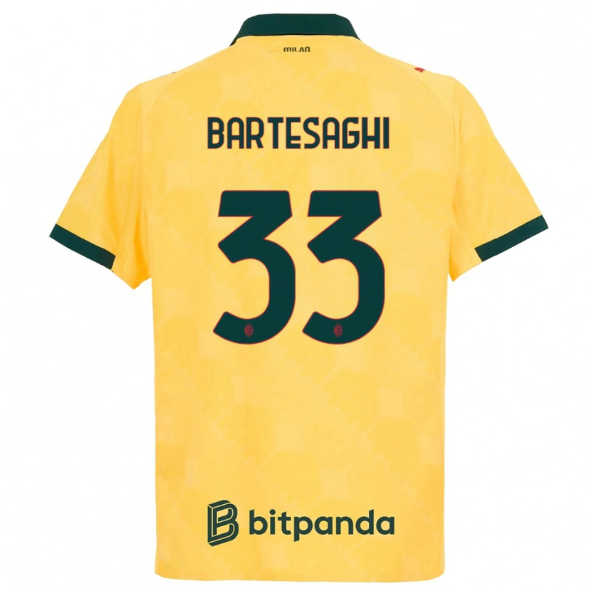 Danxen Bambino Maglia Davide Bartesaghi #33 Giallo Nero Kit Gara Third 2025/26 Maglietta