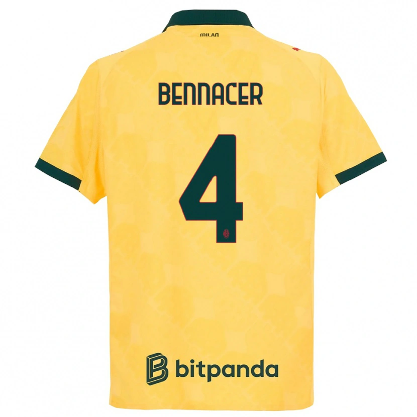 Danxen Bambino Maglia Ismaël Bennacer #4 Giallo Nero Kit Gara Third 2025/26 Maglietta