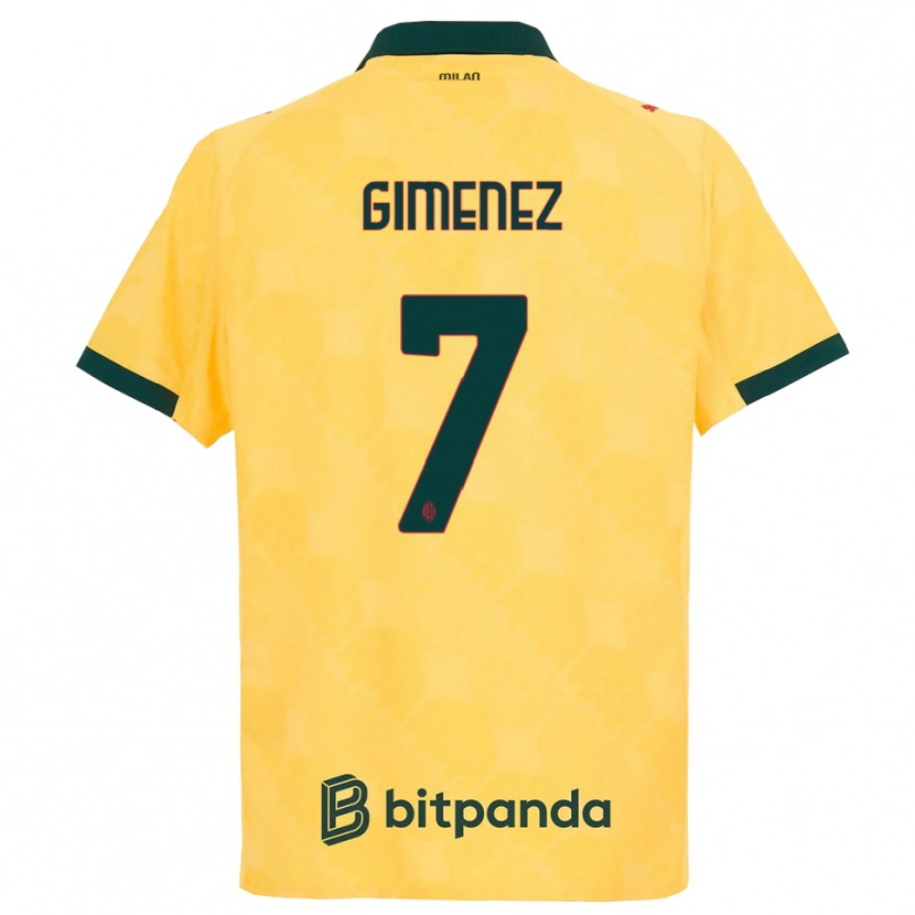 Danxen Bambino Maglia Santiago Gimenez #7 Giallo Nero Kit Gara Third 2025/26 Maglietta