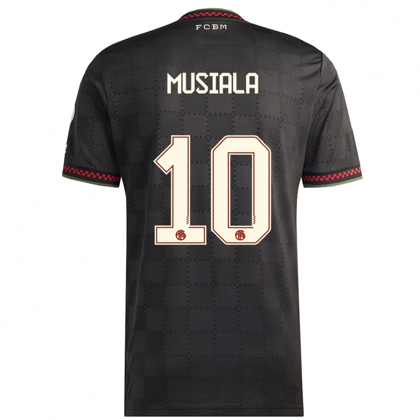 Danxen Bambino Maglia Jamal Musiala #10 Nero Bianco Kit Gara Third 2025/26 Maglietta