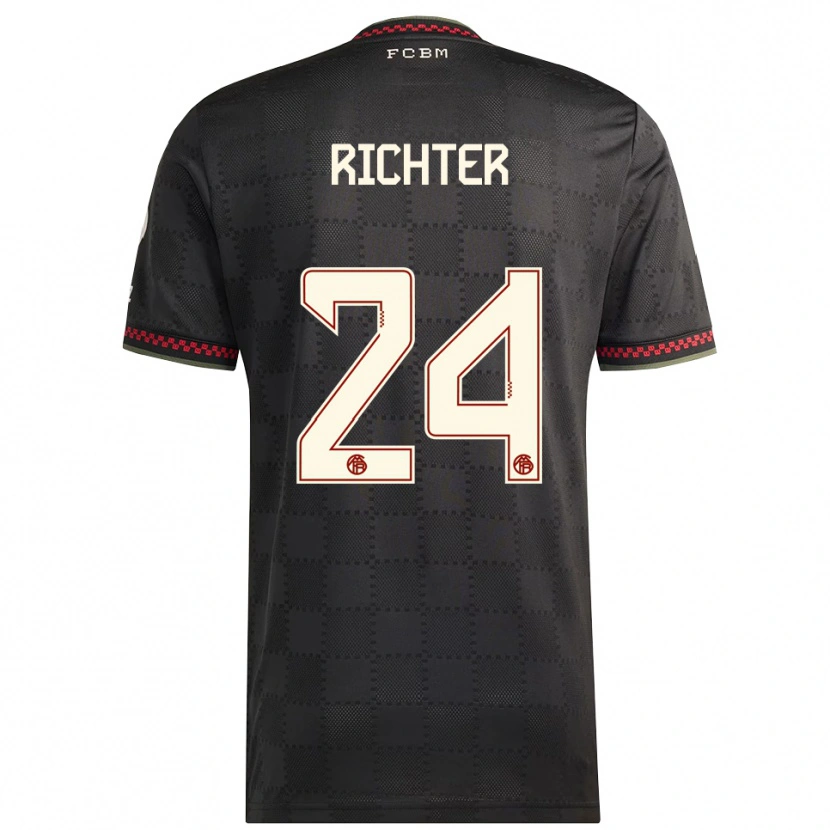 Danxen Bambino Maglia Louis Richter #24 Nero Bianco Kit Gara Third 2025/26 Maglietta