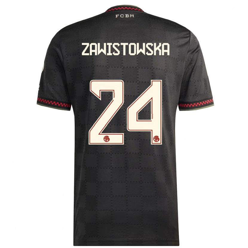 Danxen Bambino Maglia Weronika Zawistowska #24 Nero Bianco Kit Gara Third 2025/26 Maglietta