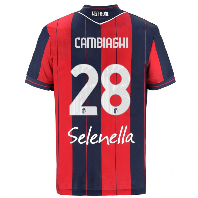 Danxen Uomo Maglia Nicolò Cambiaghi #28 Rosso Blu Navy Kit Gara Home 2025/26 Maglietta