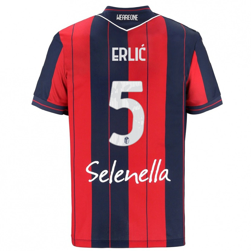 Danxen Uomo Maglia Martin Erlić #5 Rosso Blu Navy Kit Gara Home 2025/26 Maglietta