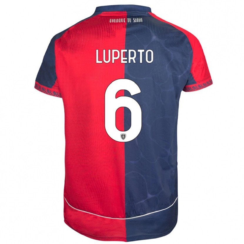 Danxen Uomo Maglia Sebastiano Luperto #6 Rosso Blu Navy Kit Gara Home 2025/26 Maglietta