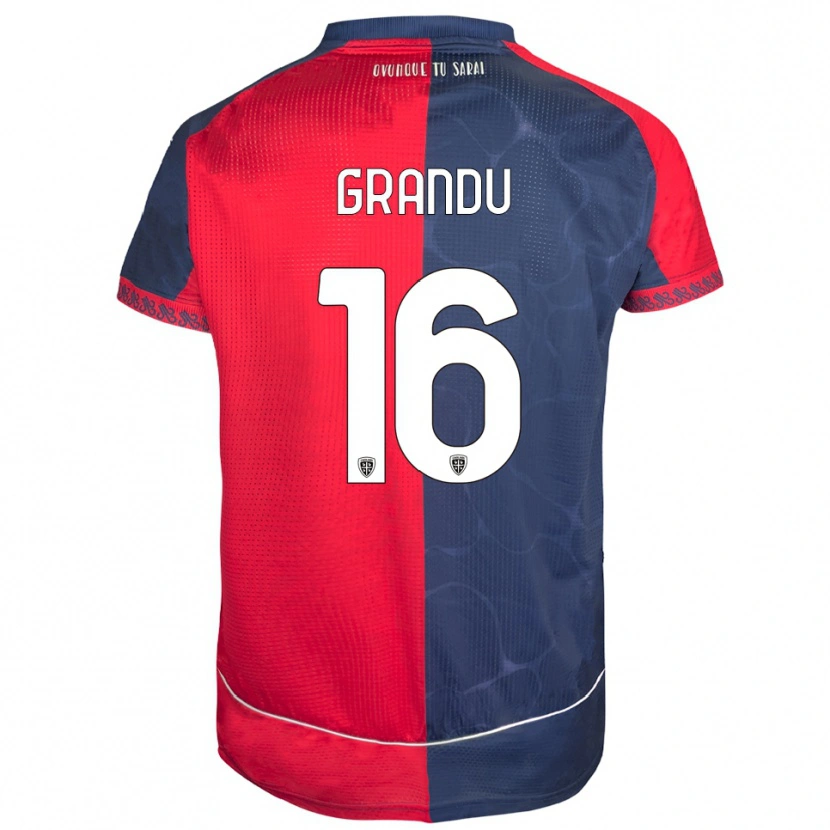 Danxen Uomo Maglia Nicola Grandu #16 Rosso Blu Navy Kit Gara Home 2025/26 Maglietta