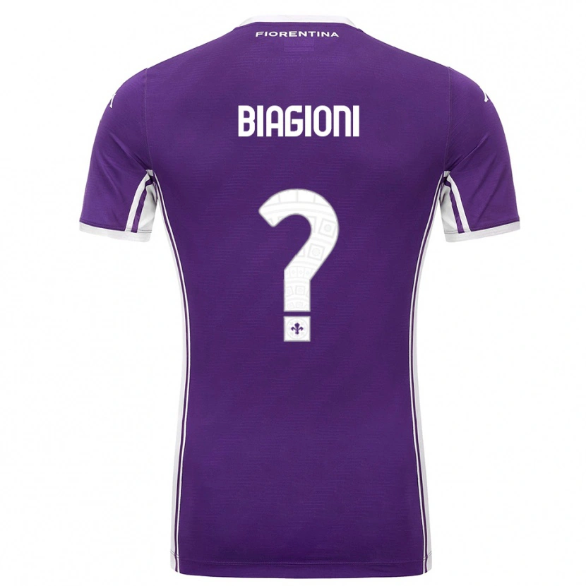 Danxen Uomo Maglia Lorenzo Biagioni #0 Viola Bianco Kit Gara Home 2025/26 Maglietta