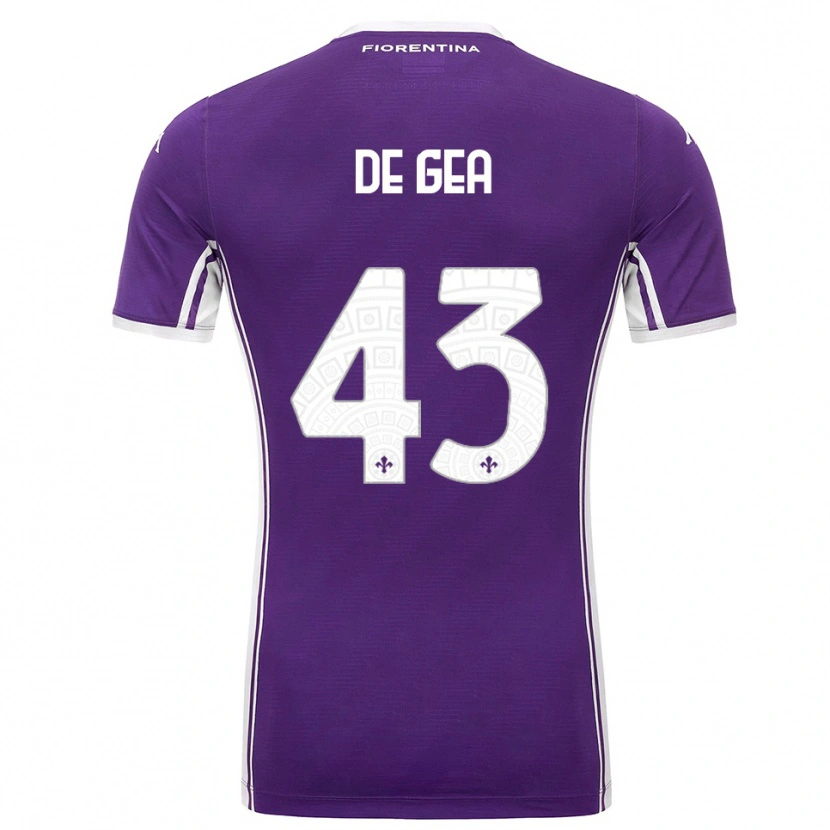 Danxen Uomo Maglia David De Gea #43 Viola Bianco Kit Gara Home 2025/26 Maglietta