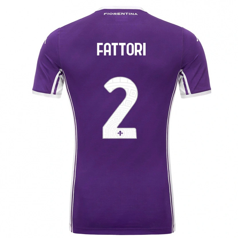 Danxen Uomo Maglia Filippo Fattori #2 Viola Bianco Kit Gara Home 2025/26 Maglietta