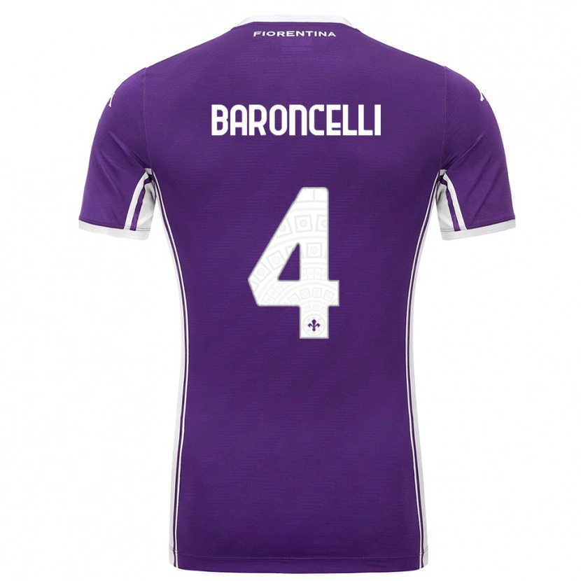 Danxen Uomo Maglia Leonardo Baroncelli #4 Viola Bianco Kit Gara Home 2025/26 Maglietta