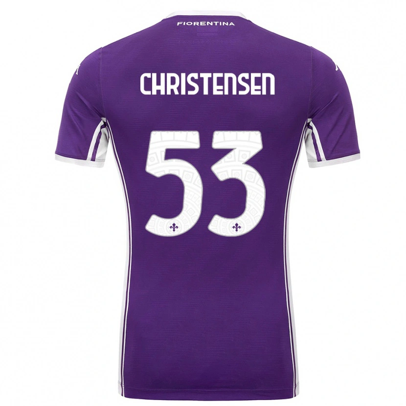 Danxen Uomo Maglia Oliver Christensen #53 Viola Bianco Kit Gara Home 2025/26 Maglietta