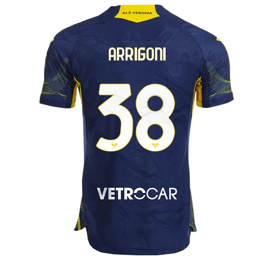 Danxen Uomo Maglia Arrigoni #38 Blu Navy Giallo Kit Gara Home 2025/26 Maglietta