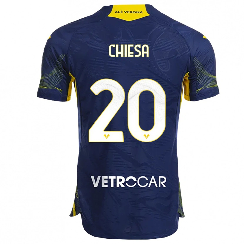 Danxen Uomo Maglia Mattia Chiesa #20 Blu Navy Giallo Kit Gara Home 2025/26 Maglietta