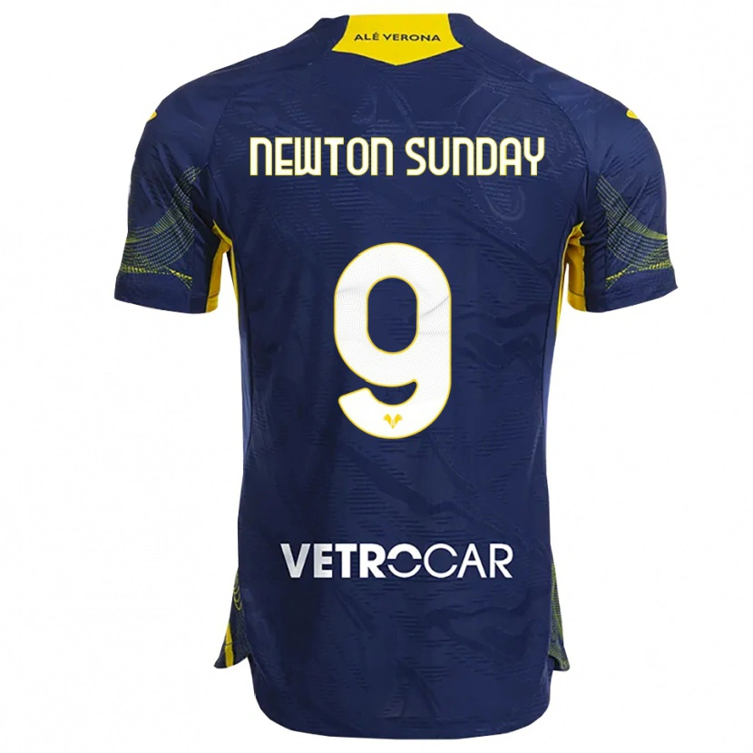 Danxen Uomo Maglia Eloghosa Newton Sunday #9 Blu Navy Giallo Kit Gara Home 2025/26 Maglietta