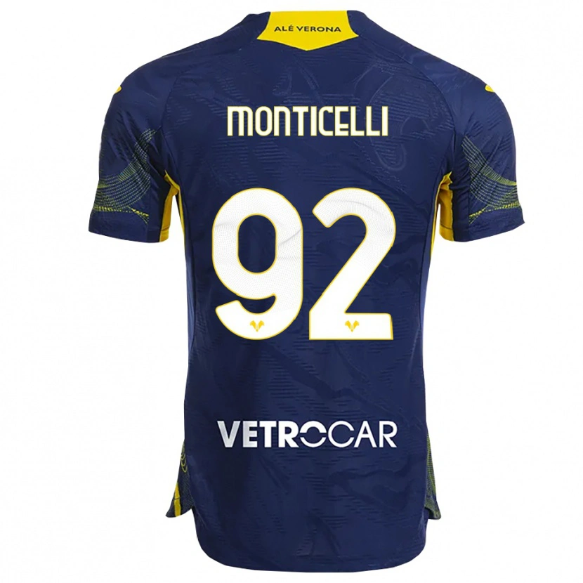 Danxen Uomo Maglia Luca Monticelli #92 Blu Navy Giallo Kit Gara Home 2025/26 Maglietta