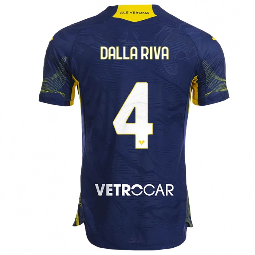 Danxen Uomo Maglia Stefano Dalla Riva #4 Blu Navy Giallo Kit Gara Home 2025/26 Maglietta