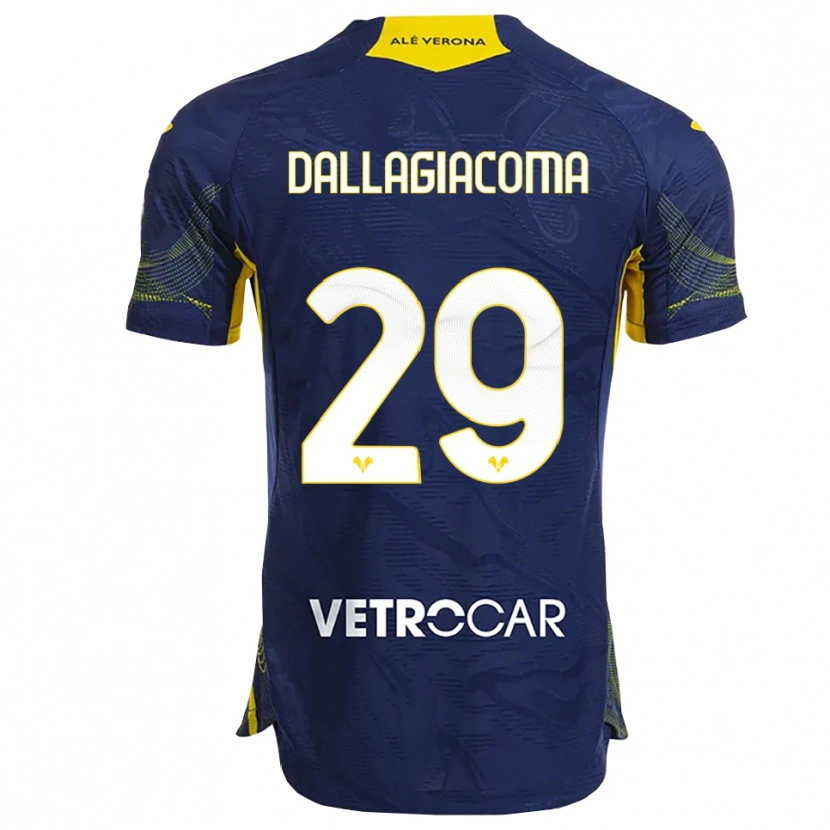 Danxen Uomo Maglia Stefania Dallagiacoma #29 Blu Navy Giallo Kit Gara Home 2025/26 Maglietta