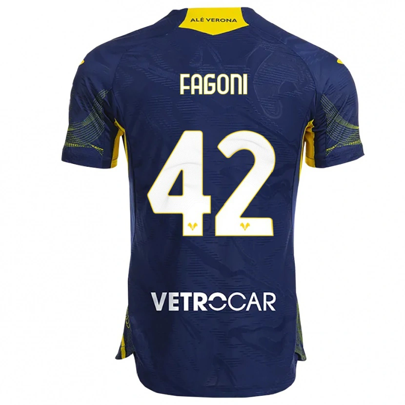 Danxen Uomo Maglia Marco Fagoni #42 Blu Navy Giallo Kit Gara Home 2025/26 Maglietta