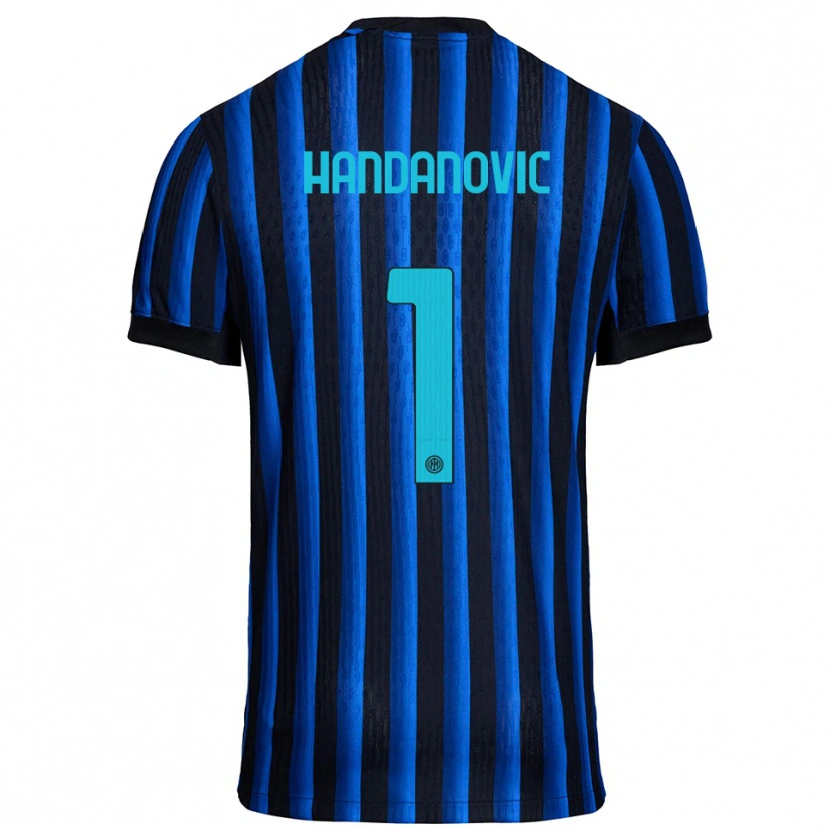 Danxen Uomo Maglia Samir Handanovic #1 Nero Blu Kit Gara Home 2025/26 Maglietta