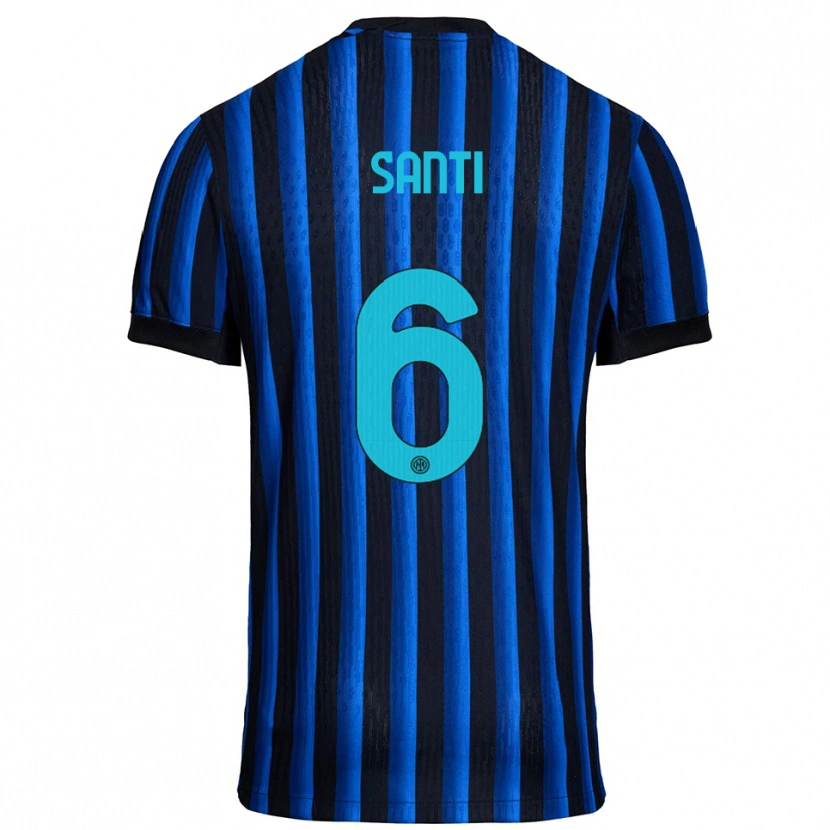 Danxen Uomo Maglia Irene Santi #6 Nero Blu Kit Gara Home 2025/26 Maglietta