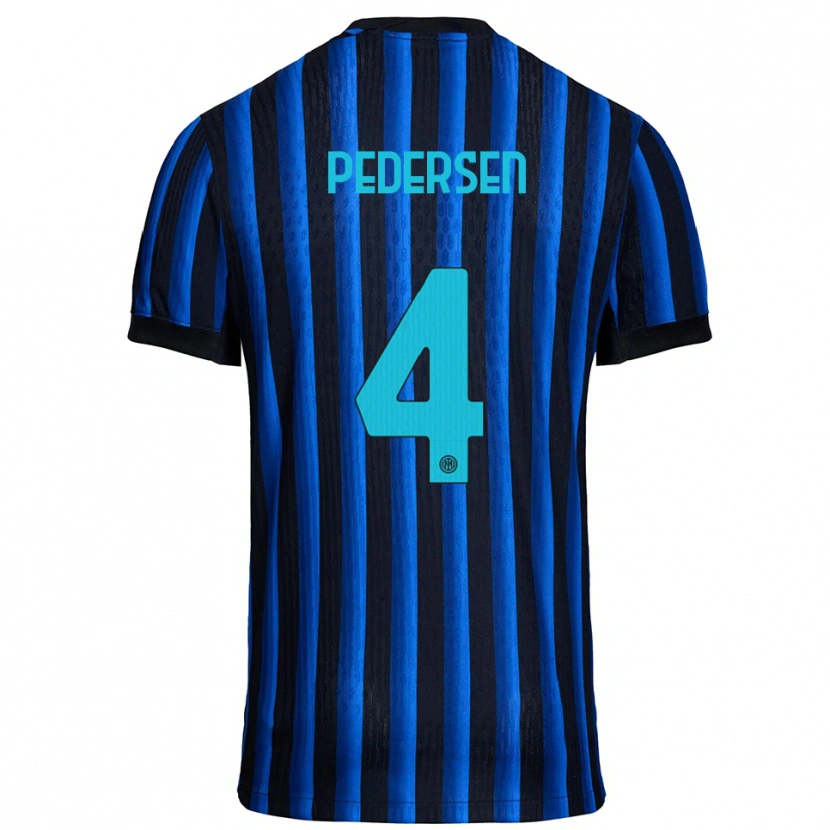 Danxen Uomo Maglia Sofie Junge Pedersen #4 Nero Blu Kit Gara Home 2025/26 Maglietta