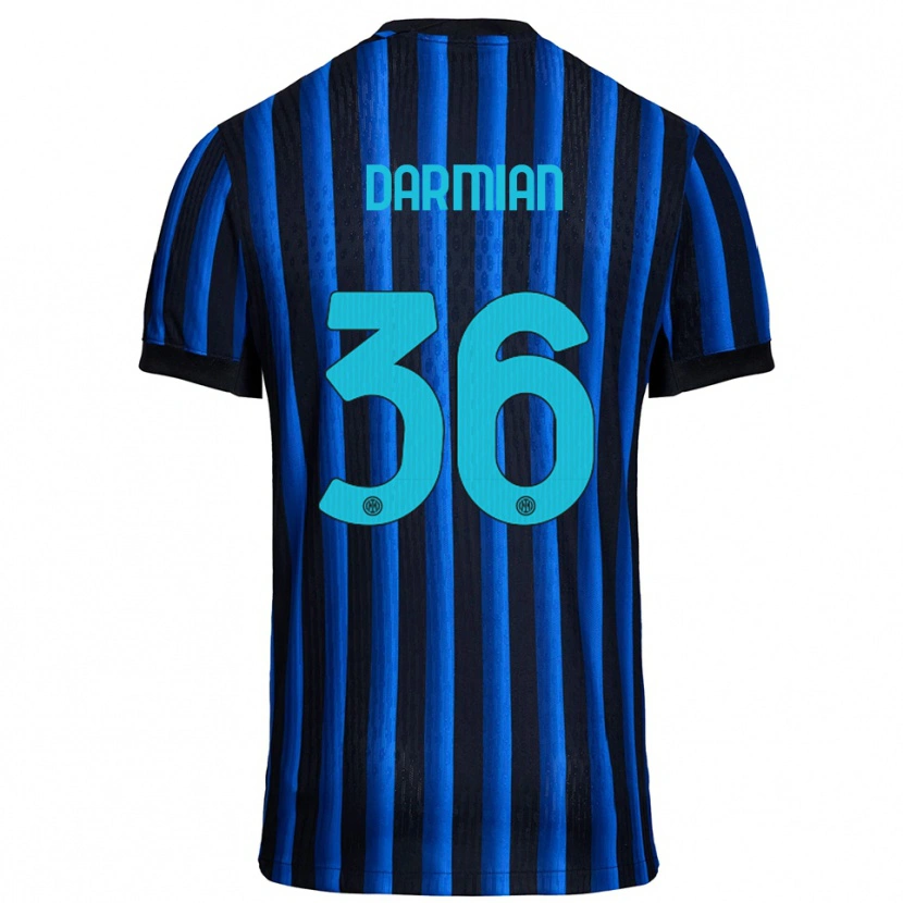Danxen Uomo Maglia Matteo Darmian #36 Nero Blu Kit Gara Home 2025/26 Maglietta