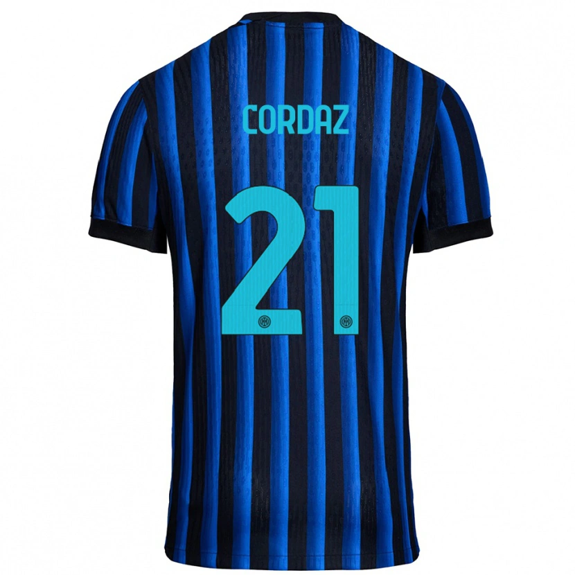 Danxen Uomo Maglia Alex Cordaz #21 Nero Blu Kit Gara Home 2025/26 Maglietta