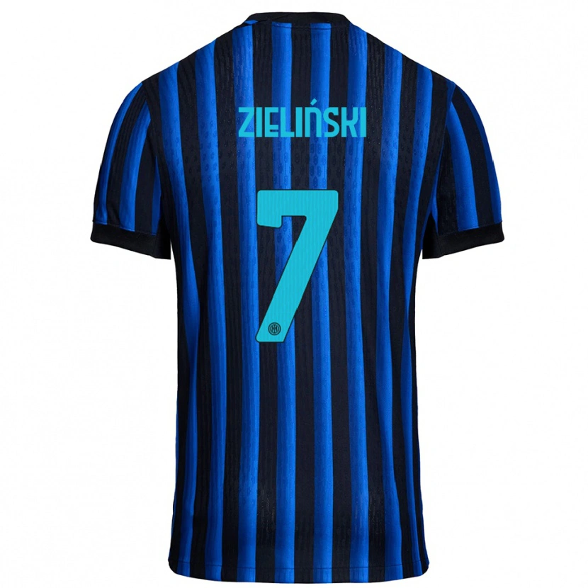 Danxen Uomo Maglia Piotr Zieliński #7 Nero Blu Kit Gara Home 2025/26 Maglietta