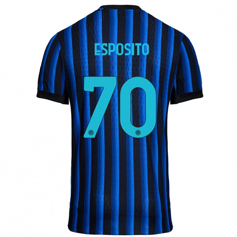 Danxen Uomo Maglia Sebastiano Esposito #70 Nero Blu Kit Gara Home 2025/26 Maglietta