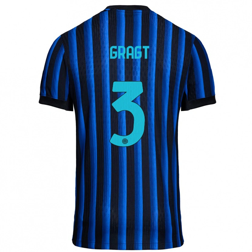 Danxen Uomo Maglia Stefanie Van Der Gragt #3 Nero Blu Kit Gara Home 2025/26 Maglietta