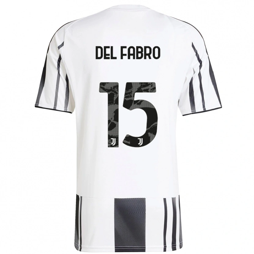Danxen Uomo Maglia Jacopo Del Fabro #15 Bianco Nero Kit Gara Home 2025/26 Maglietta