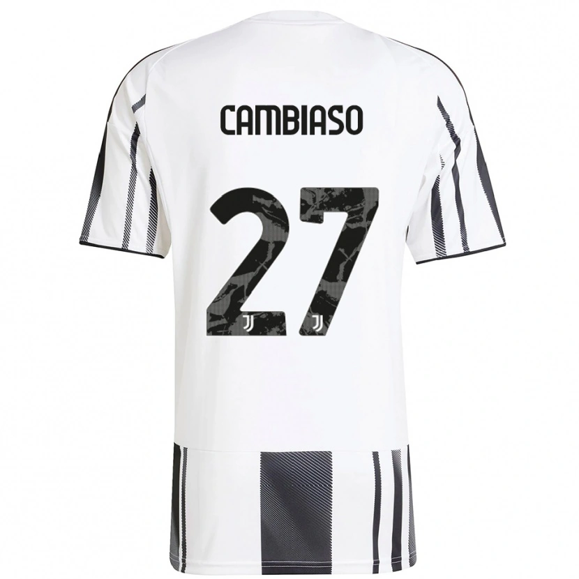 Danxen Uomo Maglia Andrea Cambiaso #27 Bianco Nero Kit Gara Home 2025/26 Maglietta