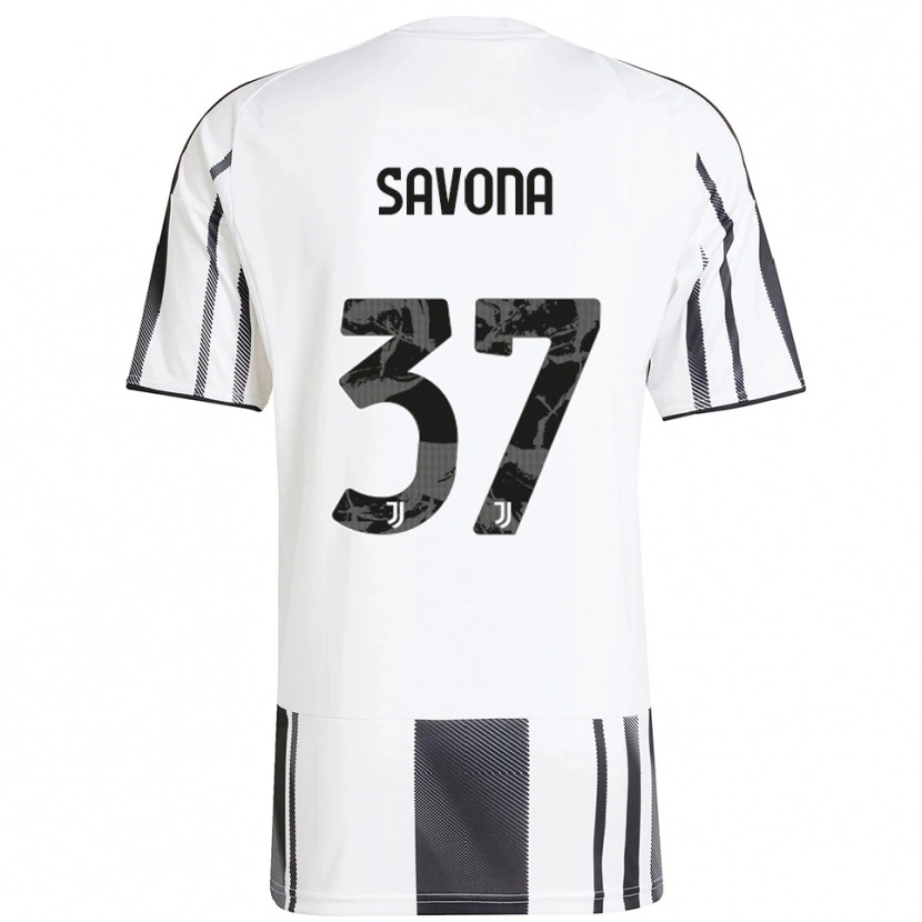 Danxen Uomo Maglia Nicolò Savona #37 Bianco Nero Kit Gara Home 2025/26 Maglietta