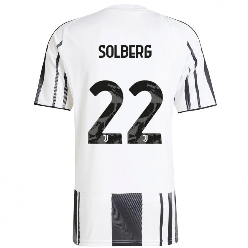 Danxen Uomo Maglia Elias Solberg #22 Bianco Nero Kit Gara Home 2025/26 Maglietta