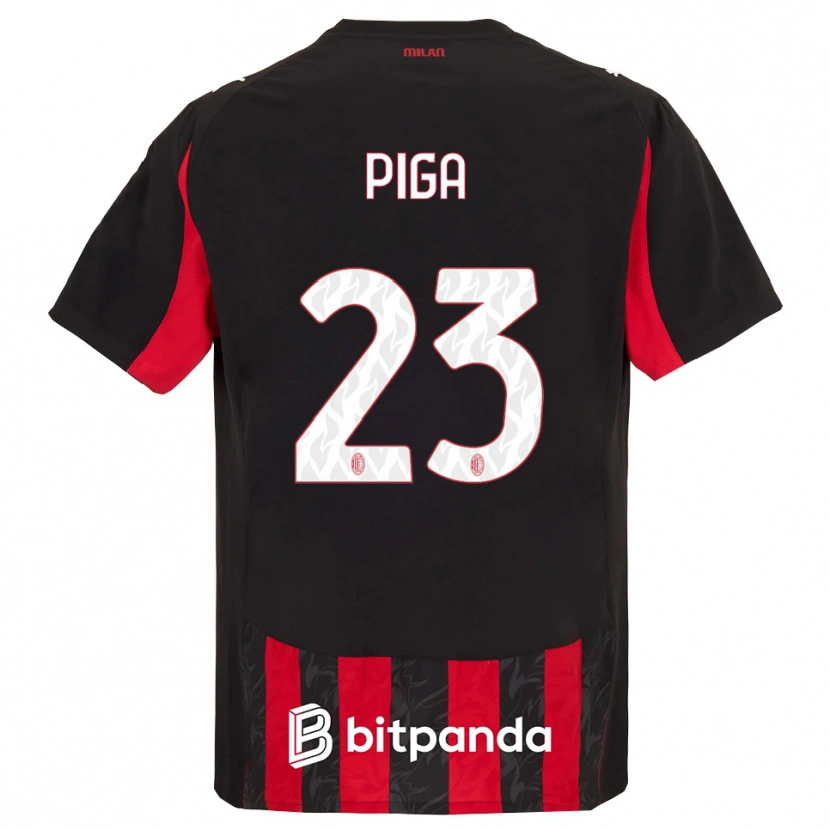 Danxen Uomo Maglia Julie Piga #23 Rosso Nero Kit Gara Home 2025/26 Maglietta
