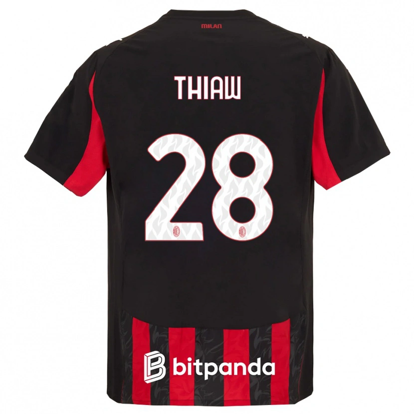 Danxen Uomo Maglia Malick Thiaw #28 Rosso Nero Kit Gara Home 2025/26 Maglietta